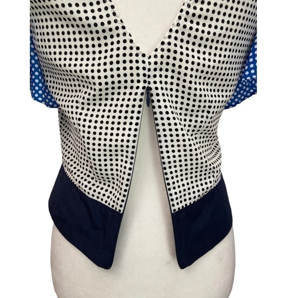 Katherine Kidd Polka Dot Flutter Sleeve Open back Blouse Top - Picture 7 of 13